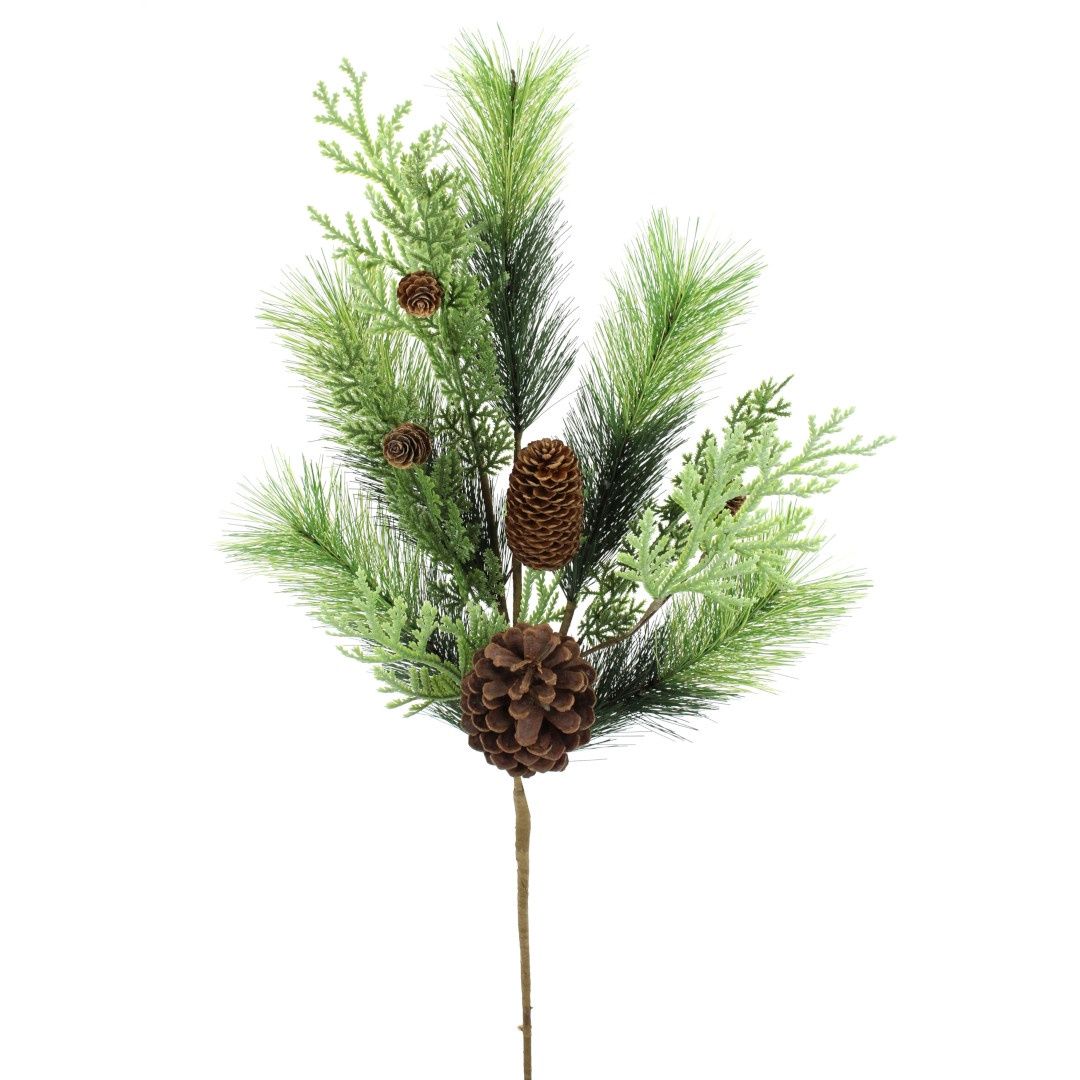Spray, 30" Mixed Pine Cedar Cones Green/Natural