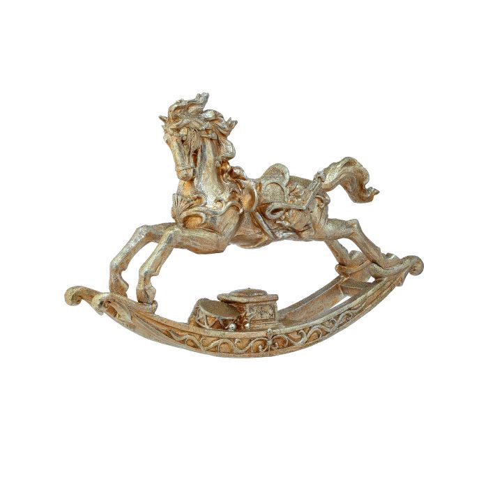 Figurine, 15" Rocking Horse Champagne/Gold
