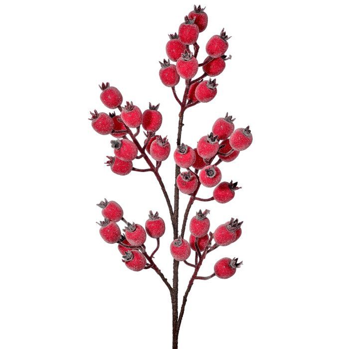 Spray, 29" Frosted Beaded Red Crabapple