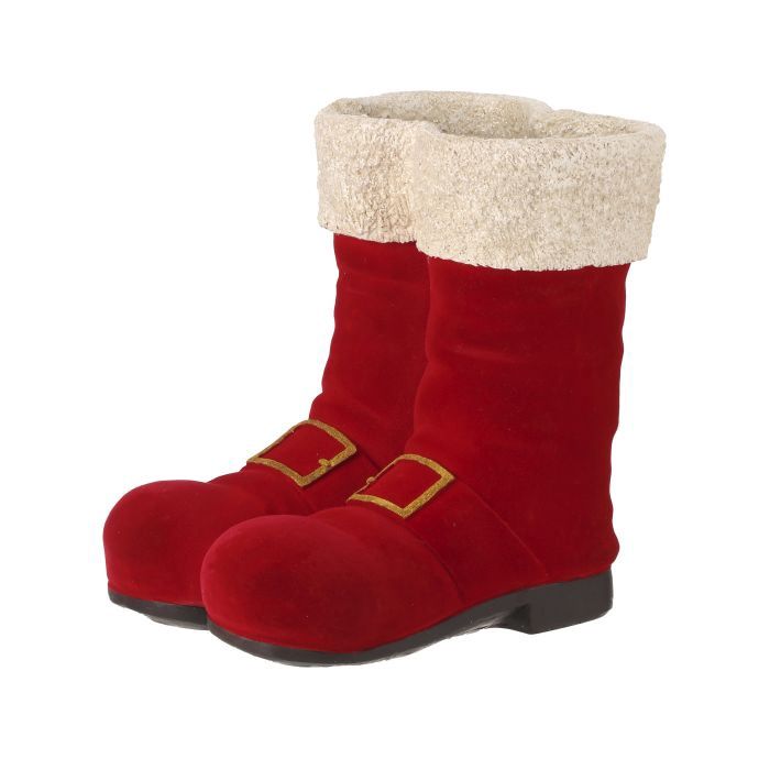 Container, 9.5" Flocked Santa Boot Rd/Blk