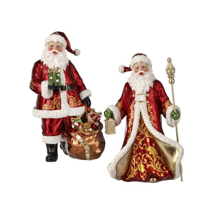 Santa, 11" Elegant Metallic R/Gr/Gld 2 Asst
