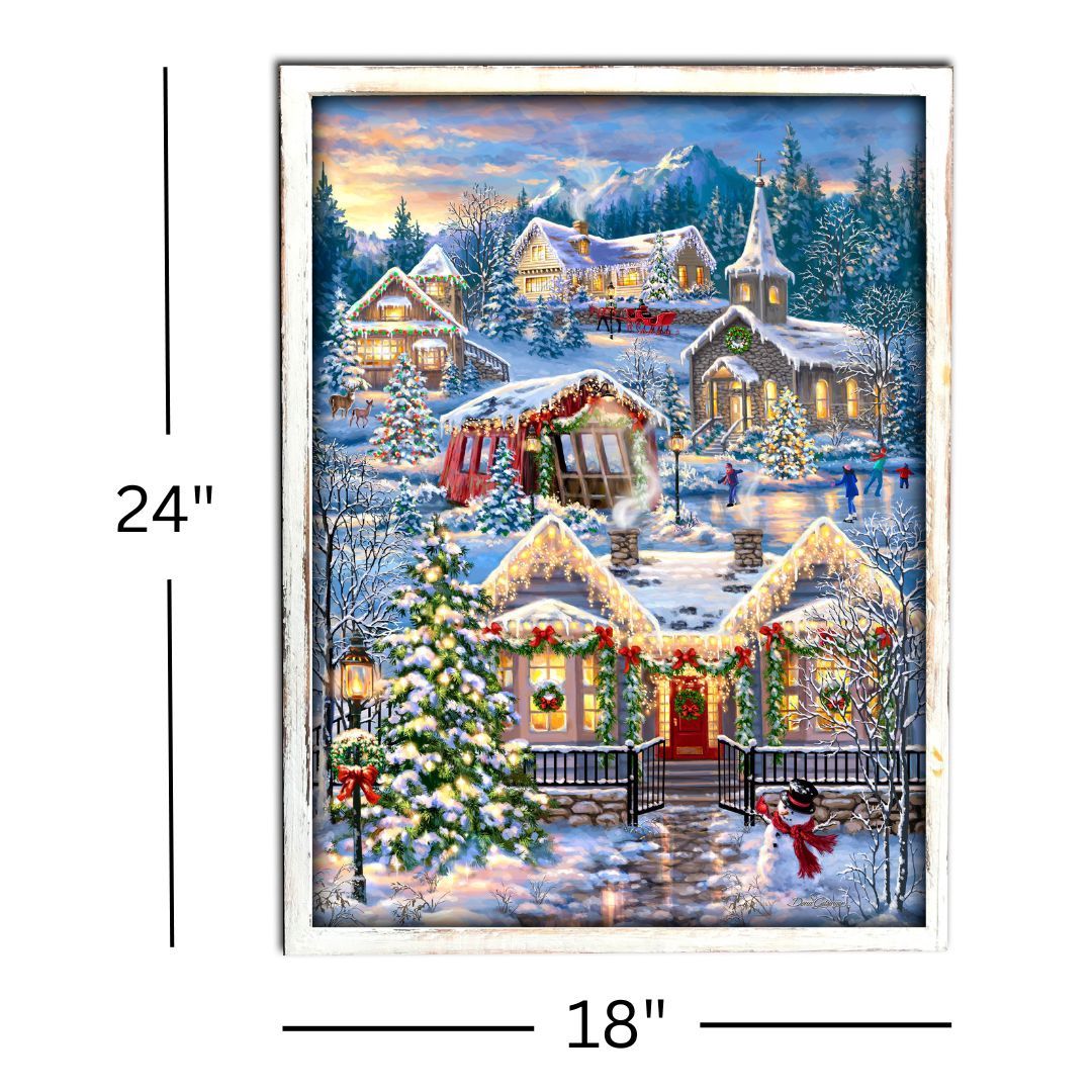 Framed Canvas, Christmas Villag 18x24