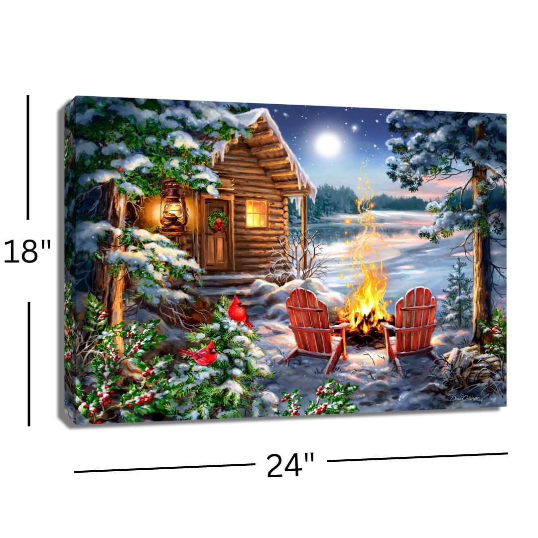 LED Canvas, Christmas at Lake 18x24