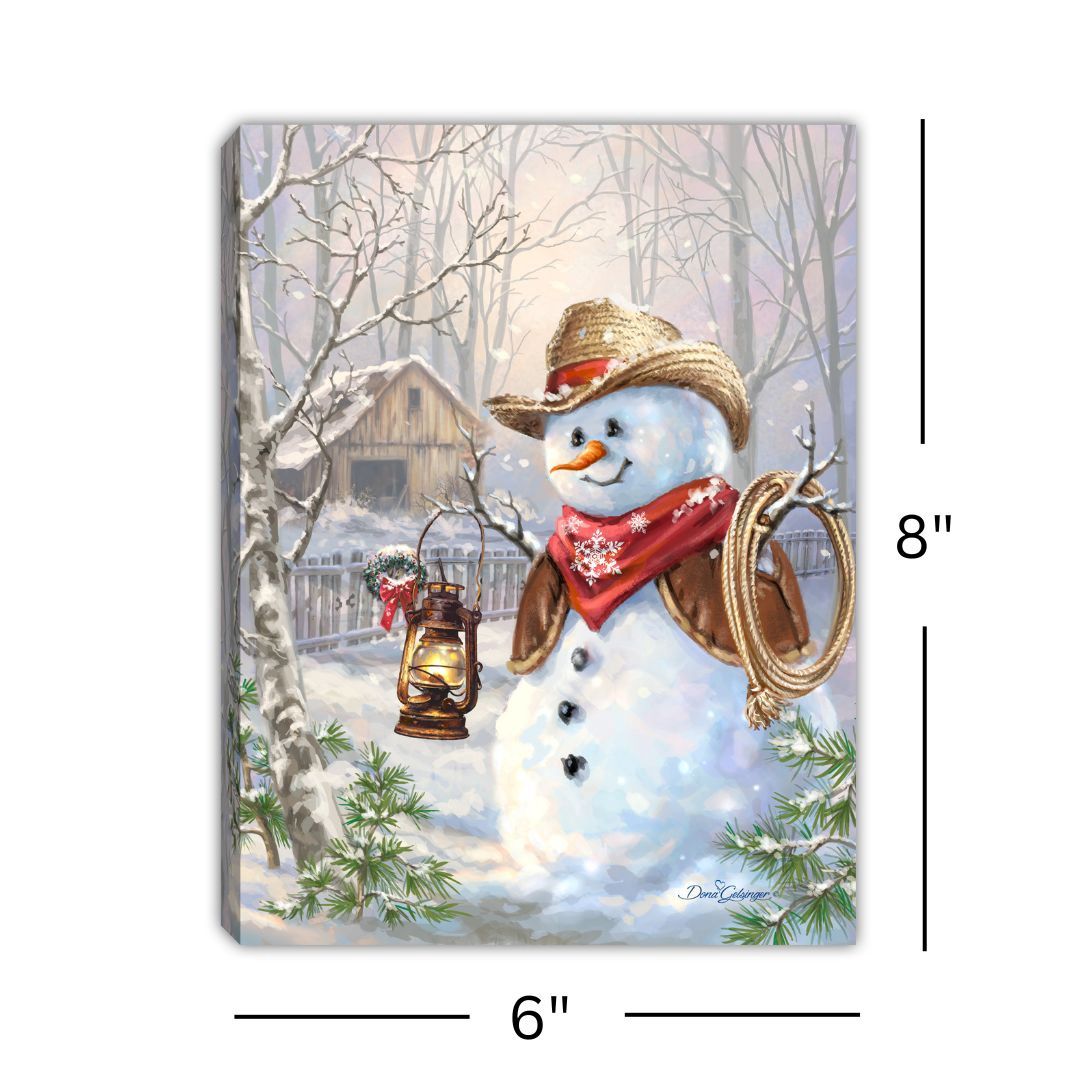 LED Canvas, Cowboy Snowman 8x6