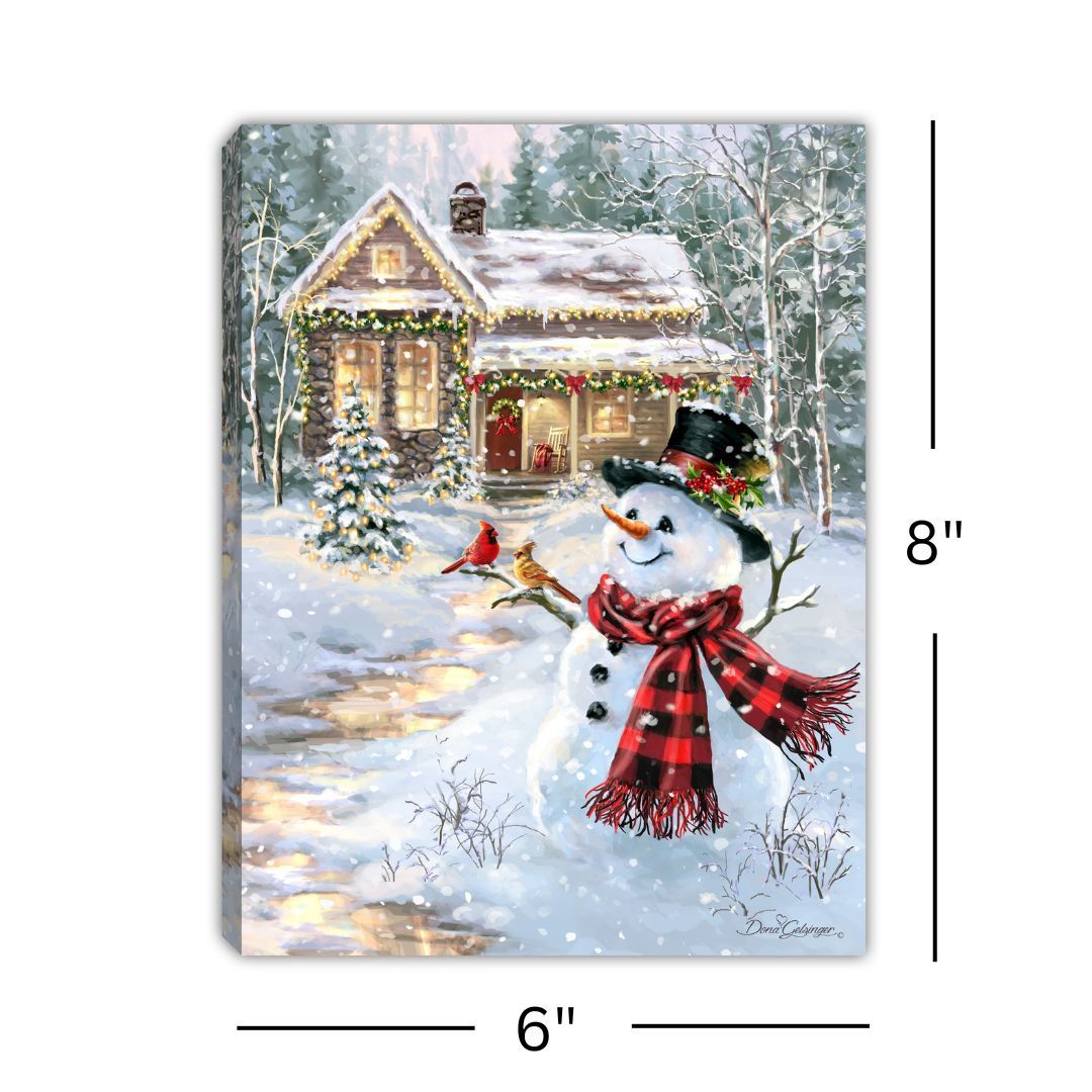 LED Canvas, Cottage in the Snow 8x6