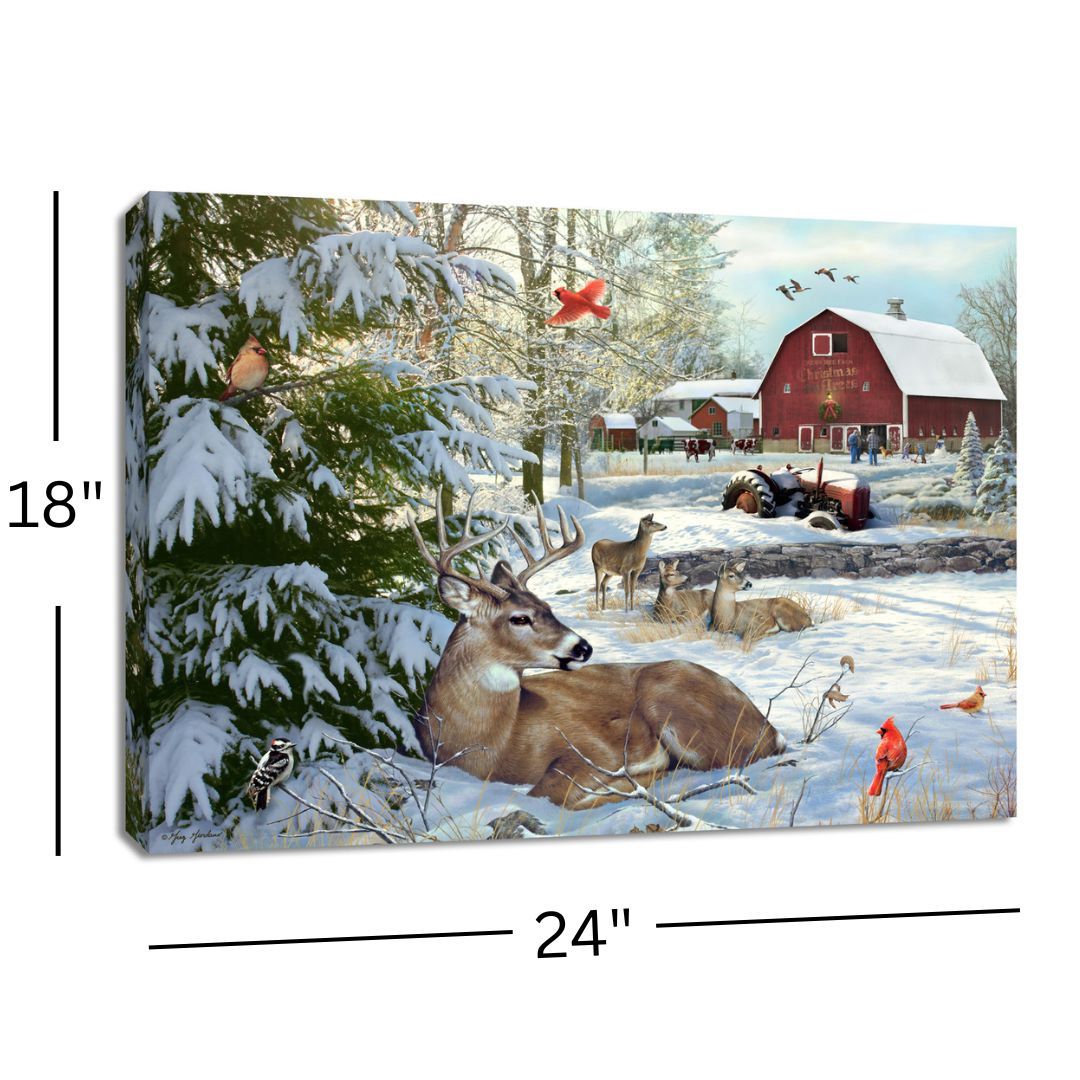 LED Canvas, Fresh Snow on Farm 18x24