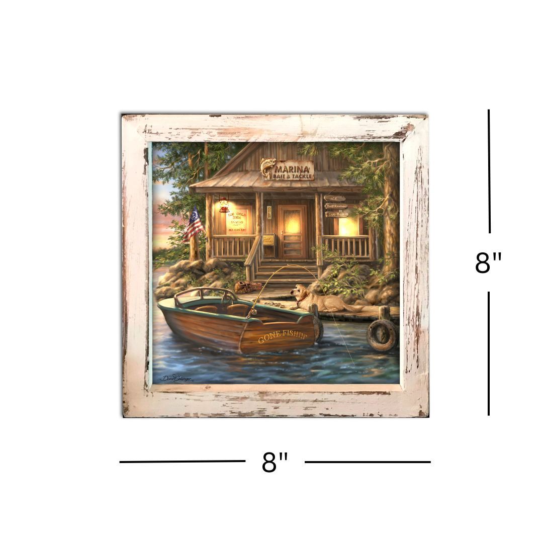 Shadow Box LED Canvas, The Marina 8x8