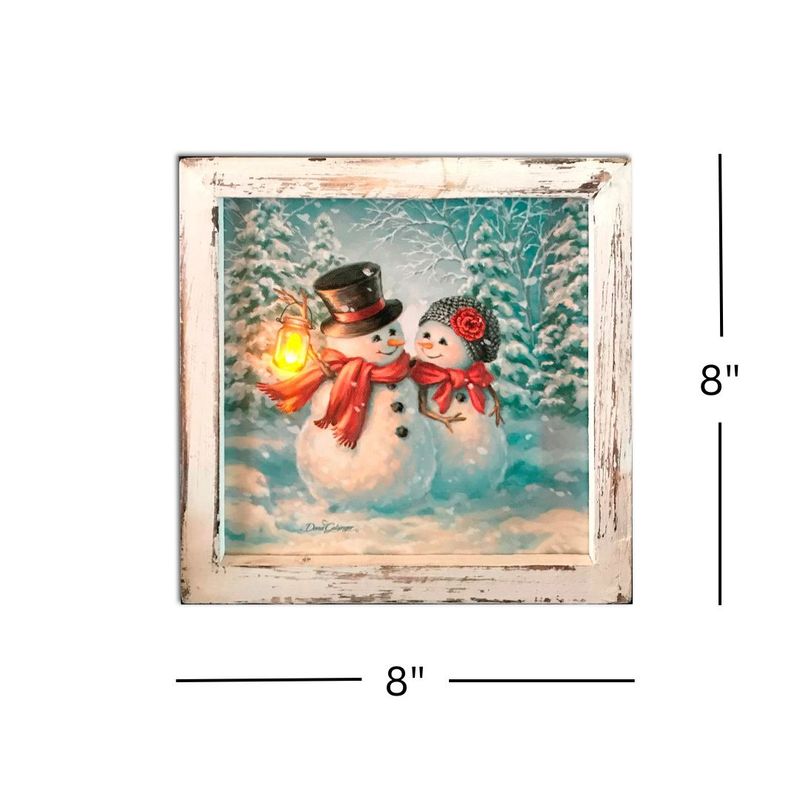 LED Canvas, Snowman Couple Wood Frame