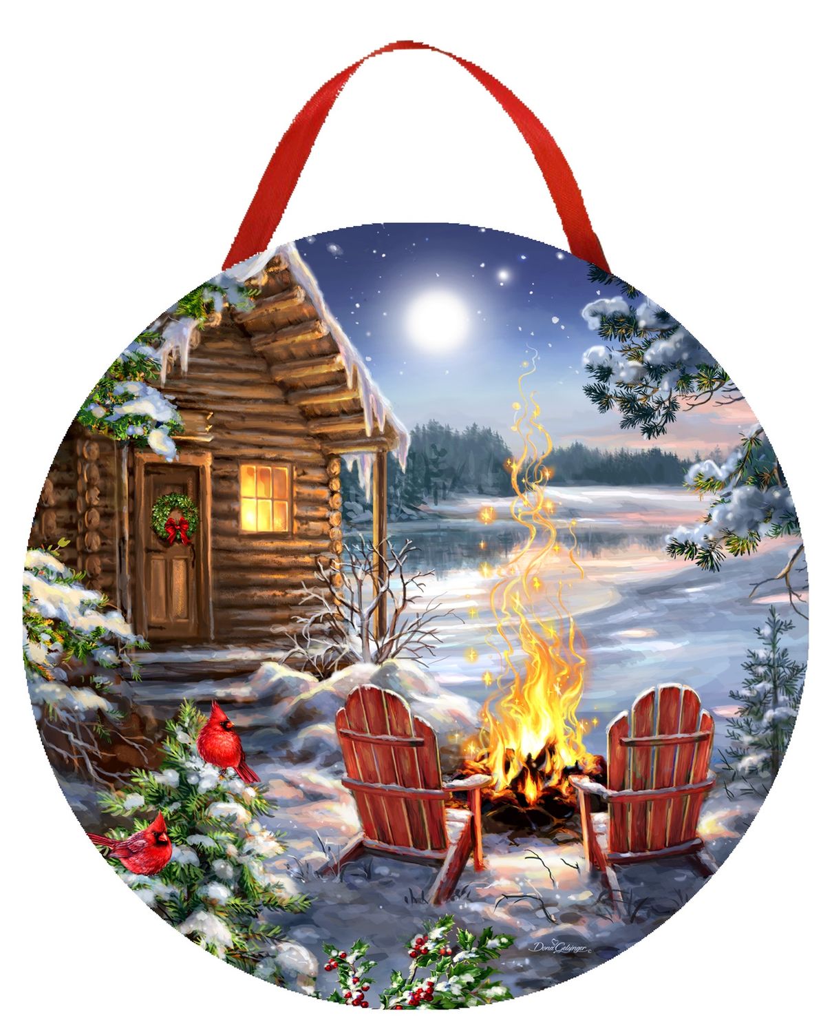 LED Canvas, Christmas At Lake 4x6