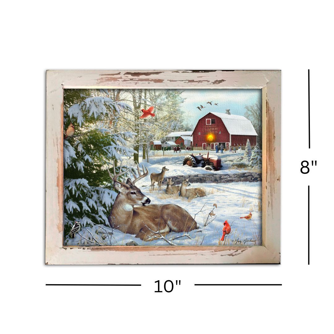 Shadow Box, Fresh Snow/Farm 8x10 Lighted