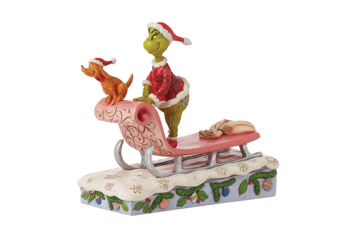 Jim Shore, Grinch &amp; Max on Sled
