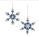 Ornament, Snowflake 6&quot; Iron/Glass Beads Blue