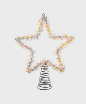 Tree Topper, Star Twinkle Tinsel 12" LED WW