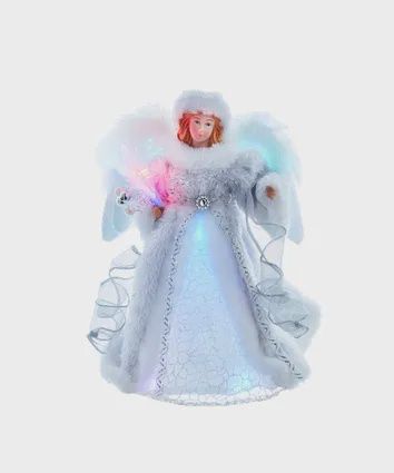 Tree Top, Angel LED Fiber Optic 12" Slv/Wht