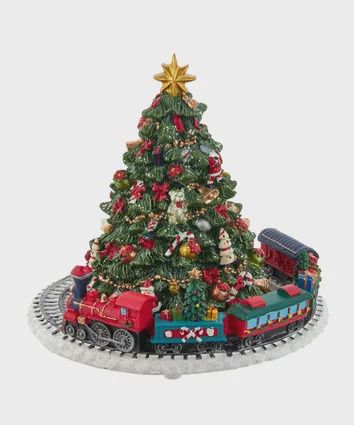 Music Box, Tree w/Rev Train 6&quot; Revolv