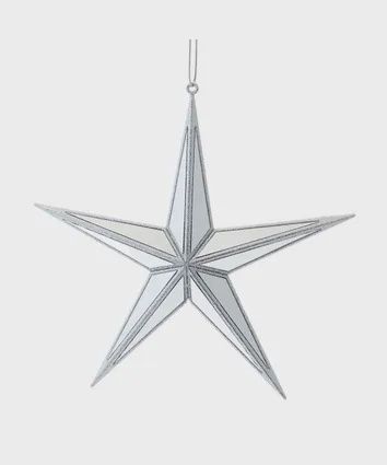 ORNAMENT, STAR SILVER MIRROR 11",SILVER