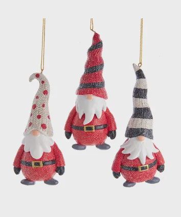 ORNAMENT, RESIN LONG HAT GNOME 5"R4",Red/G L