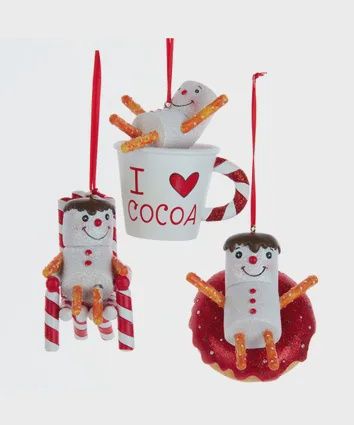 Ornament, Marshmallow red glitter
