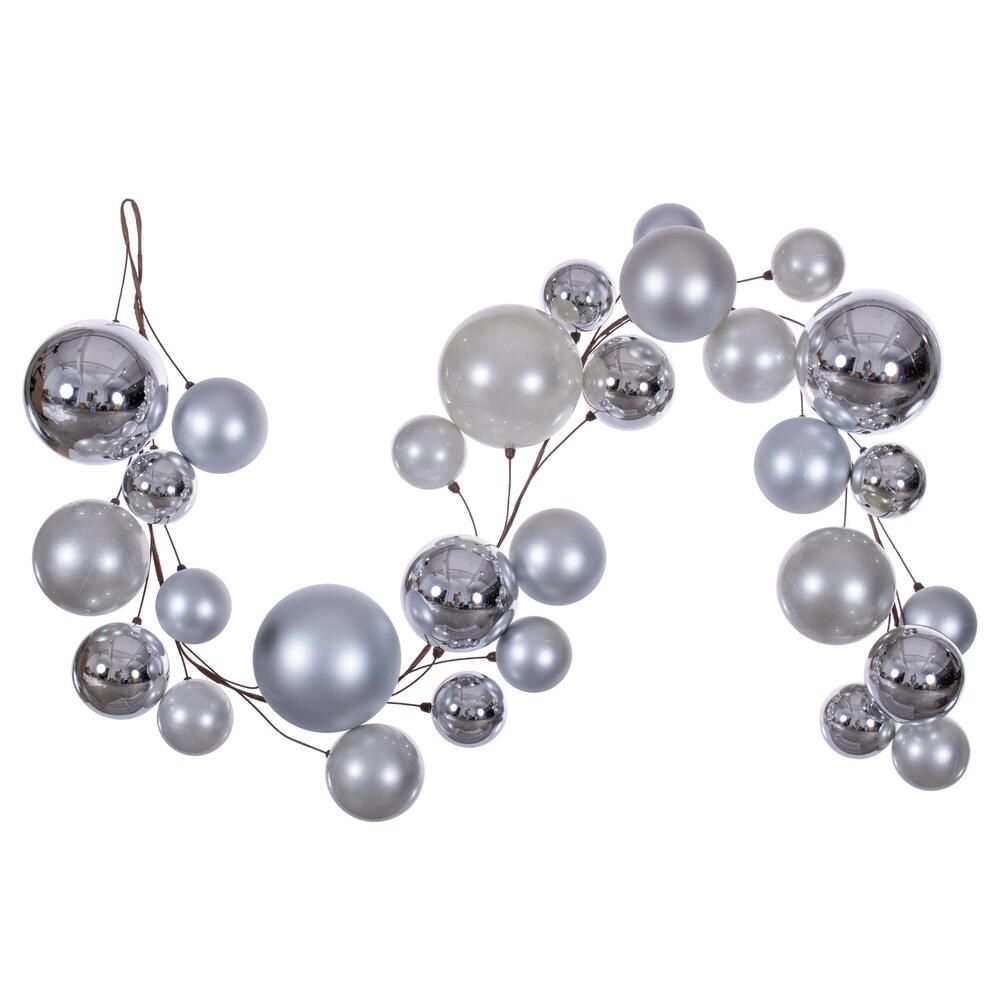 Garland, 6' Silver Ball Branch