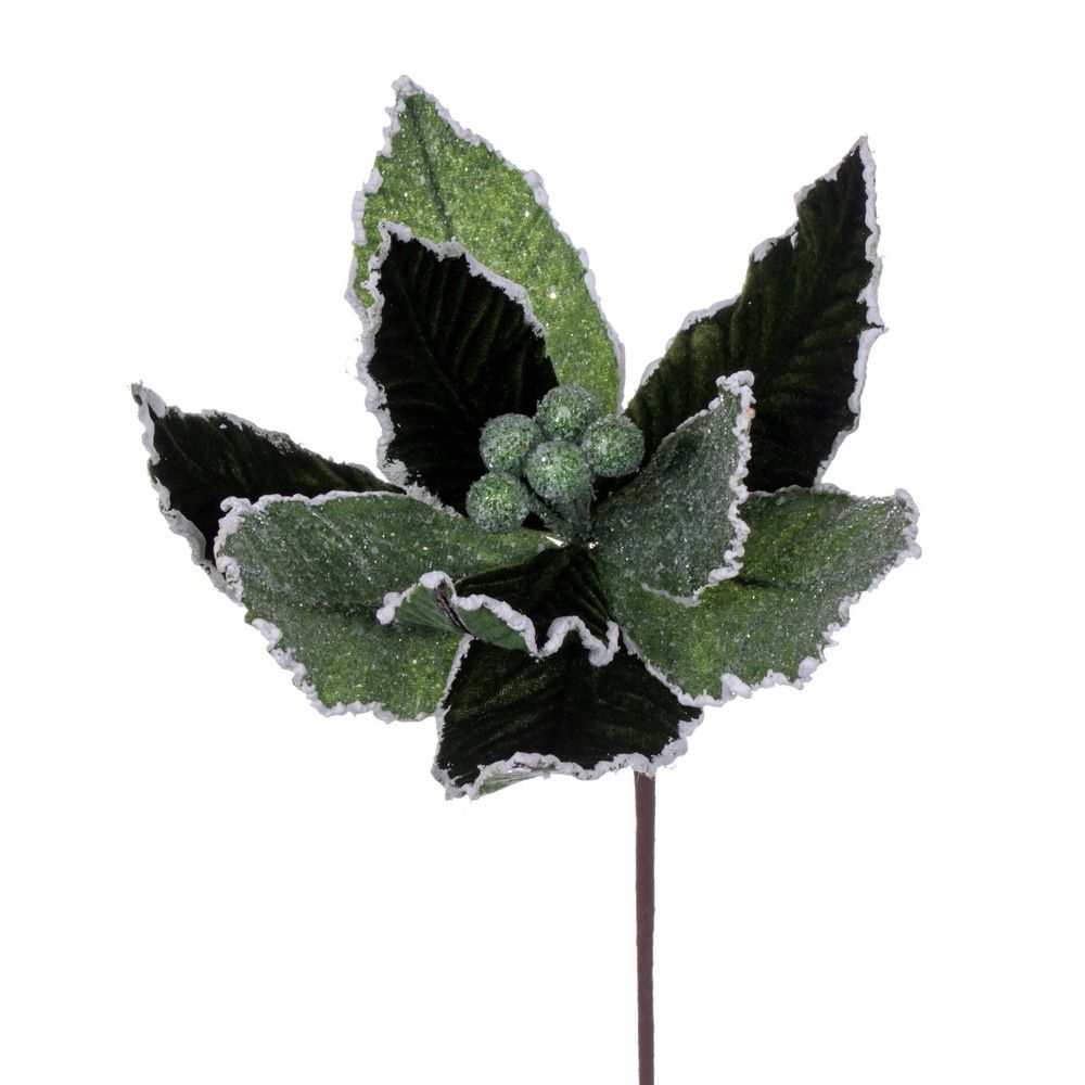 Poinsettia, 17" Green Glitter Petal
