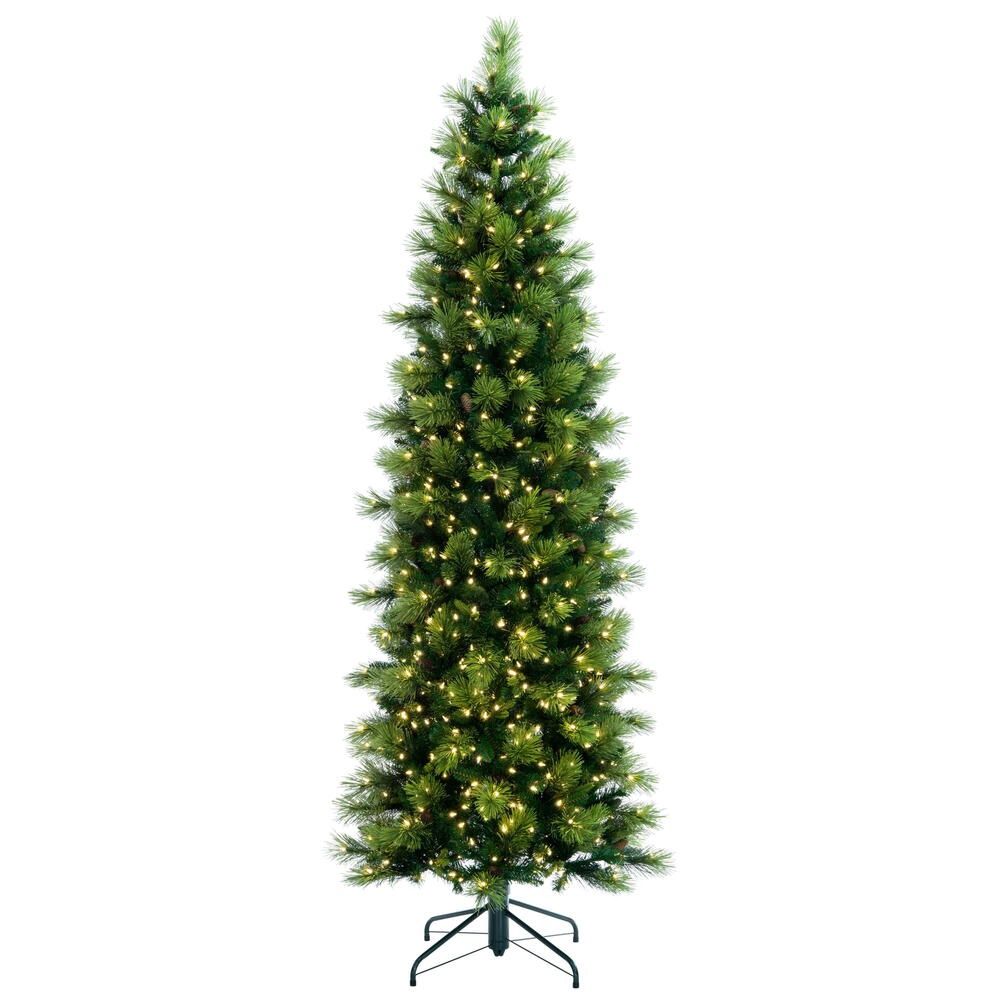 Tree, 9&#39;x36&quot; Slim Emerald Dura-Lit 700 Warm White LED Lights
