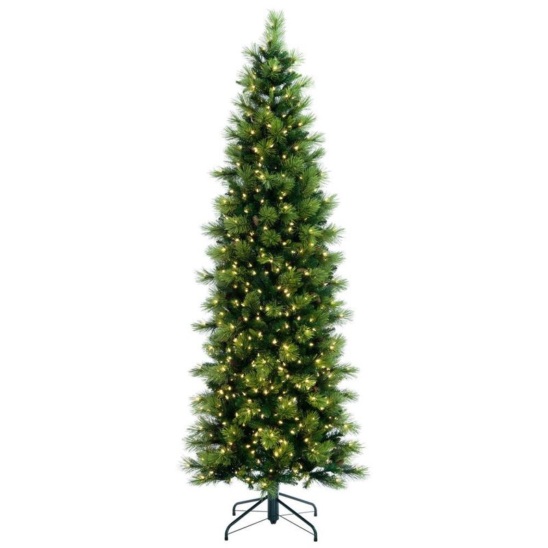 Tree, 9&#39;x36&quot; Slim Emerald Dura-Lit 700 Warm White LED Lights