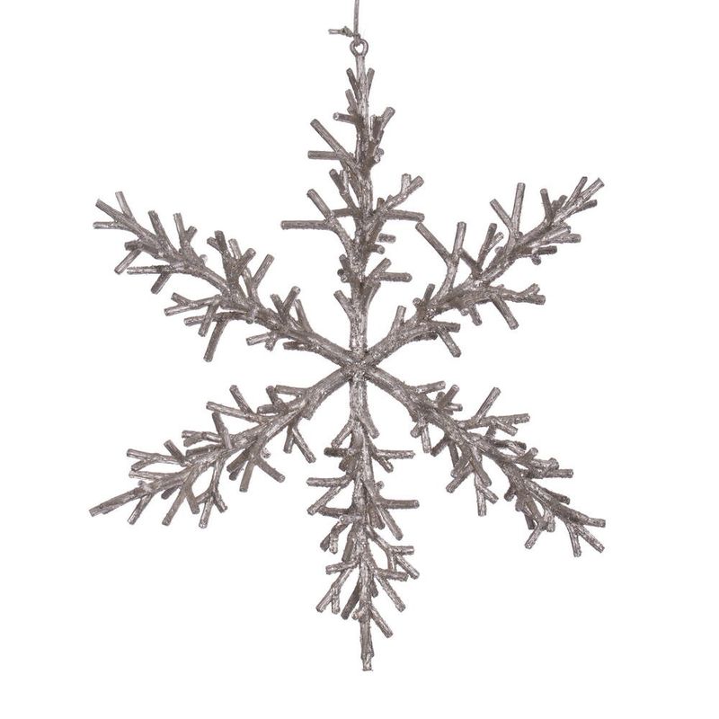 Ornament, 12&quot; Champagne Twig Snowflake