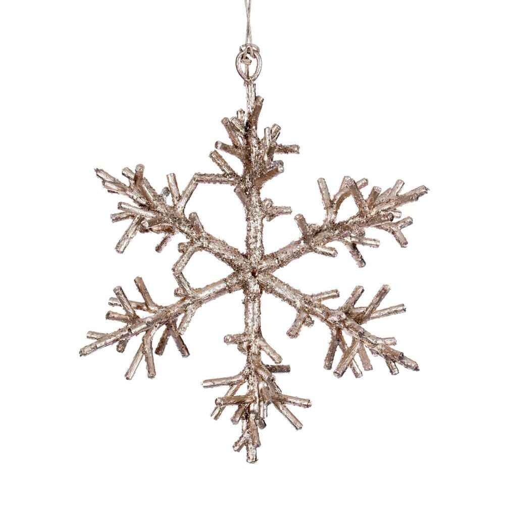 Ornament, 6.5&quot; Champagne Twig Snowflake