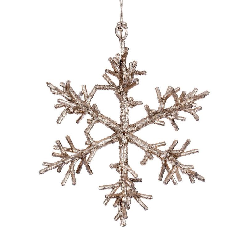 Ornament, 6.5&quot; Champagne Twig Snowflake
