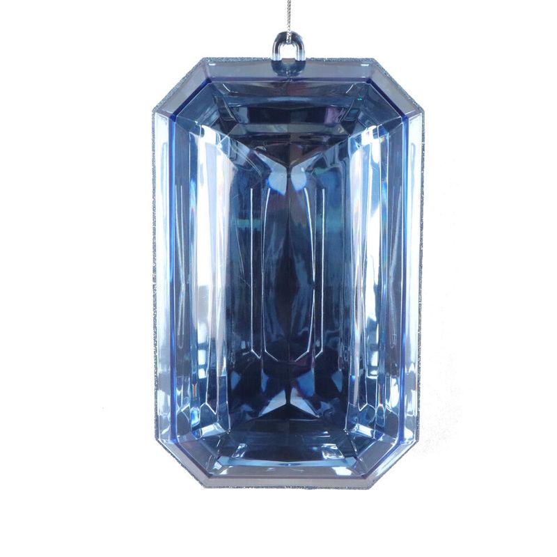 Ornament, 8&quot; Baby Blue Rectangle Jewel Glitter