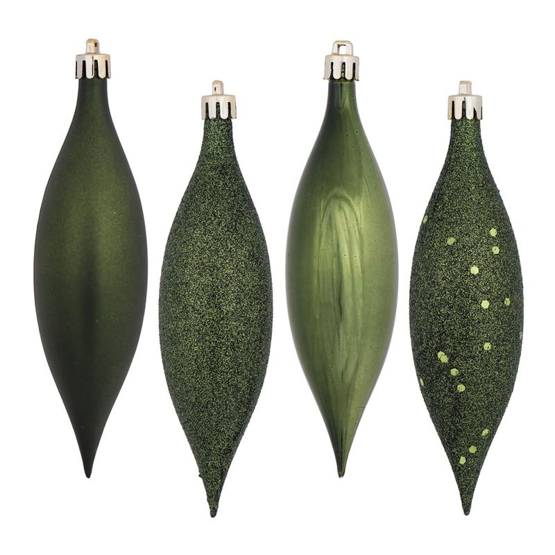 Ornament, 5.5&quot; Emerald Green Drop 4 Asst Finish