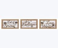 Sign, Wood Cutout Word &amp; Snowflake 3 Asst