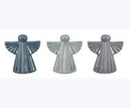 Angel, 4&quot; Pleated Stoneware 3 Asst