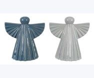 Angel, 7&quot; Pleated Stoneware 2 Asst