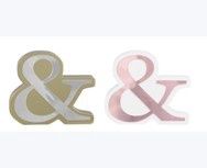 Sign, Wood tabletop w/Mirror Ampersand 2 Asst Gld/Wht