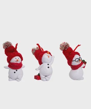 Ornament, Red Knit Snowman 3.35" glases