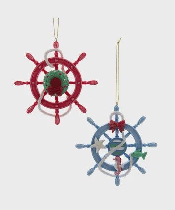 Ornament, Ships Wheel red/blue