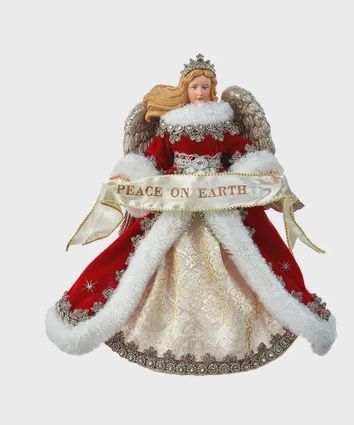 Tree Topper, Regal Red Angel 10" fabric