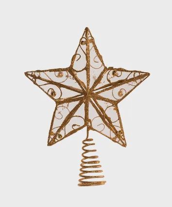 Tree Topper, Gold Star 6" mesh wr