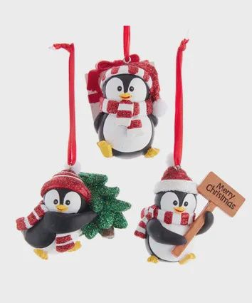 Ornament, Penguin Hat/Scarf 3 asst