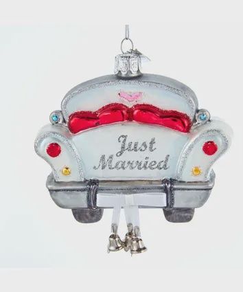 Ornament, Just Married Car 4" Gems