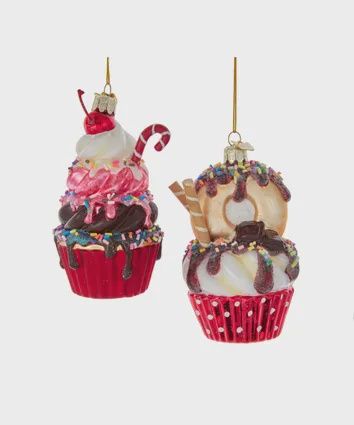Ornament, Ice Cream Cupcakes 4.5" Gems