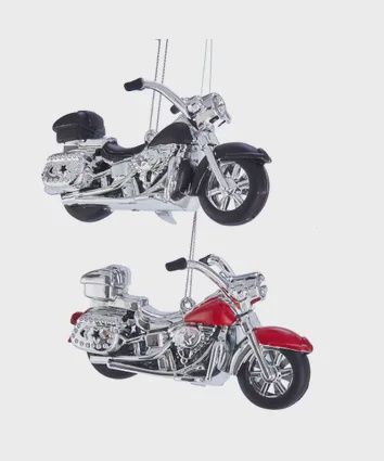 ORNAMENT, MOTORCYCLE 4.8",RD/BLK/SLV 2 Options