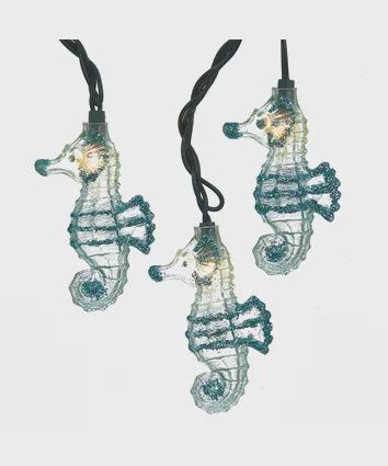 Lights, Seahorse w/Glitter 10 lts teal