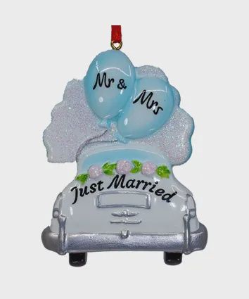 Ornament, "Just Married" Car 4.5"
