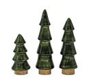 Tree, Wood &amp; Green Enamel Set/3    7&quot;/5.5&quot;/4&quot;