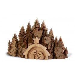 Nativity, Wood Bark Tree Silhouette Holy Family