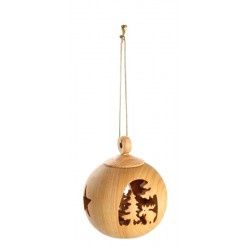 Ornament, Moose Cut Out Wood Sphere