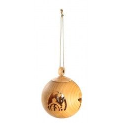 Ornament, Wood Ball Nativity Cut Out