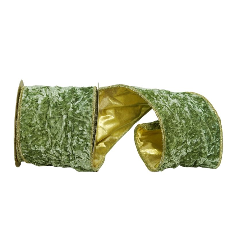 Ribbon, Moss Green Crushed Velvet 4&quot;x5 yd